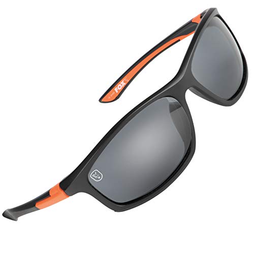 Fox Sunglasses - Polarisationsbrille, Modell:schwarz/orangener Rahmen / graue...