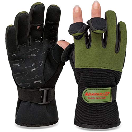 Angelhandschuhe Fishing Gloves Neopren Handschuhe Angeln Oliv/Schwarz 3XL
